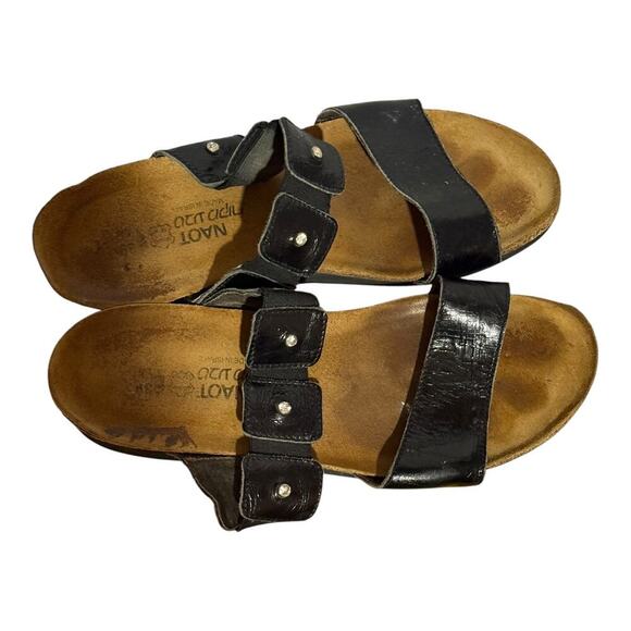 Naot Kayla Black leather Cork Footbed Sandals Size 39 EU / 8 US Women's Comfort - Picture 3 of 8